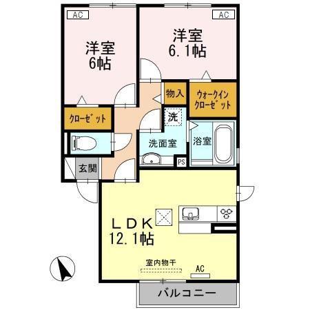 ブラン・レジデンスA(2LDK/1階)の間取り写真