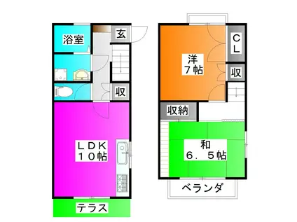 南浦和・パークメゾネット(2LDK/1階)の間取り写真