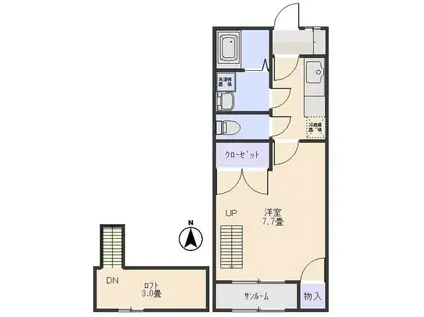 ルシエールA(1K/1階)の間取り写真