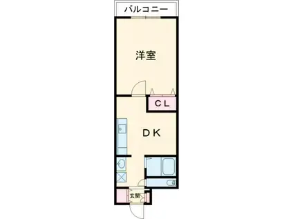 ミキハウス21(1DK/2階)の間取り写真