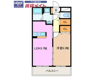マエストロ斎宮(1LDK/3階)の間取り写真