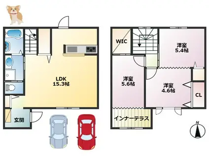 ガーデンコート西岡本(3LDK/1階)の間取り写真