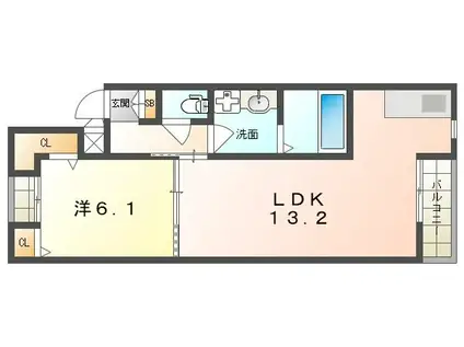 クオーレ III(1LDK/2階)の間取り写真