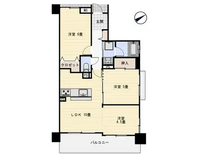 プレステージ姫路V(3LDK/10階)の間取り写真