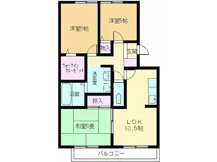 コーシャハイツ泉都 A棟(3LDK/1階)の間取り写真