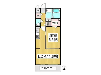 コンフォーティア中込A棟(1LDK/1階)の間取り写真