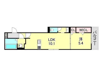 ソレアード魚崎北町(1LDK/2階)の間取り写真