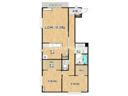 イマーブル・シュシュII(2LDK/1階)の間取り写真