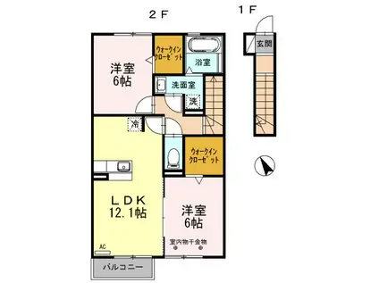 プライム(2LDK/2階)の間取り写真