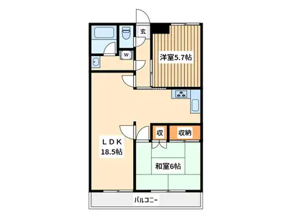 ロイヤルメゾン青葉(2LDK/3階)の間取り写真