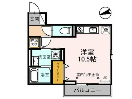 D-RESIDENCE長土塀I(ワンルーム/2階)の間取り写真