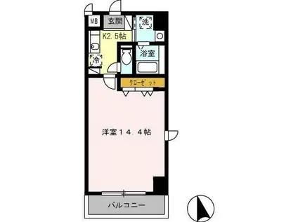 グリーンハイツ 北口(1K/2階)の間取り写真