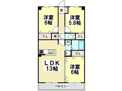 グランコート横川(3LDK/2階)の間取り写真