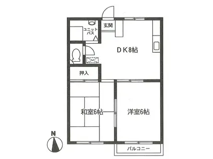 ゼルコバハウス(2K/1階)の間取り写真