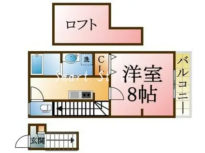 あんしん明神町(ワンルーム/2階)の間取り写真