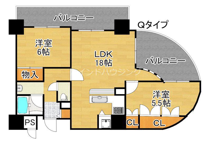 フェルザ住之江公園(2LDK/12階)の間取り写真