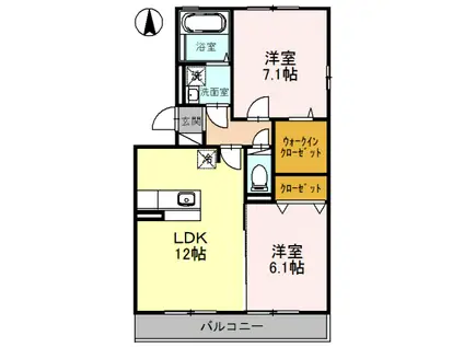 ジョリーメゾンノール(2LDK/2階)の間取り写真