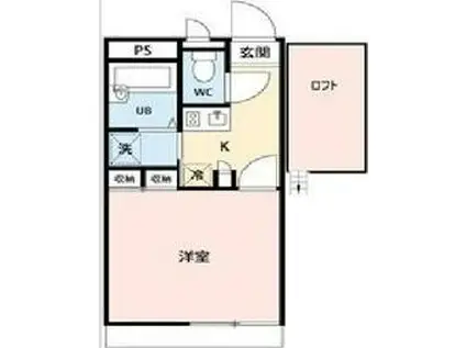 ホークI(1K/2階)の間取り写真