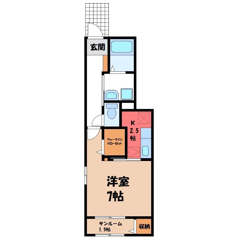 ルーツショアIII(1K/1階)の間取り写真