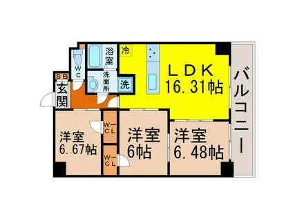 S-FORT 鶴舞 REALE(3LDK/10階)の間取り写真