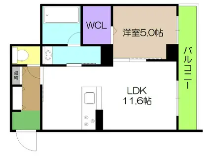 ファルコ鷹匠(1LDK/3階)の間取り写真