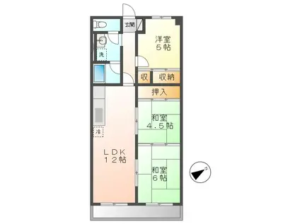 美笠レジデンス(3LDK/2階)の間取り写真