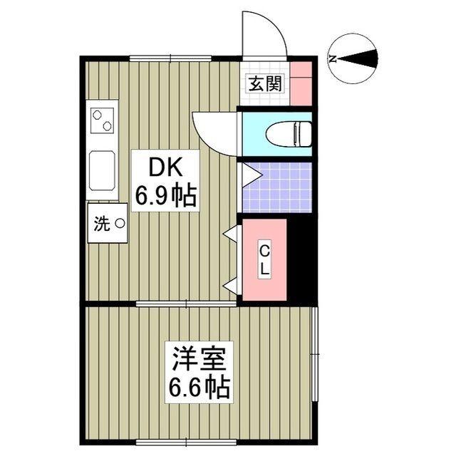 イワモトビル ホワイトコーポラス(1DK/1階)の間取り写真