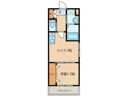 ジュネスシャトー深江橋(1DK/5階)の間取り写真