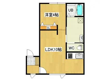 コーポワコ(1LDK/2階)の間取り写真