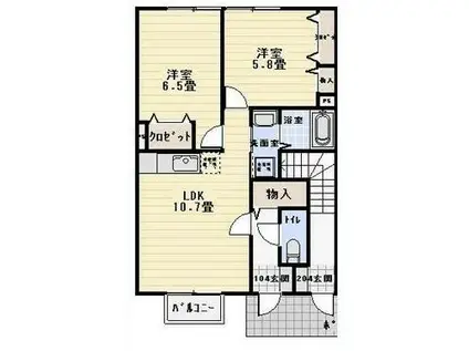 セジュール二見I(2LDK/2階)の間取り写真