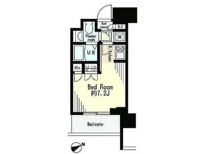 レジディア市谷薬王寺(ワンルーム/11階)の間取り写真