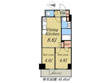 レジディア千駄木(2DK/4階)の間取り写真