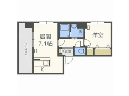 サンコート本通ガーデンヒルズ(1LDK/6階)の間取り写真