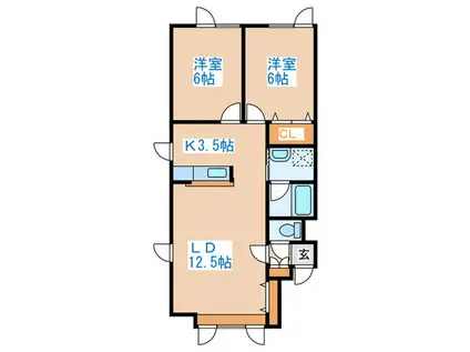 ルポ・ヴィラ(2LDK/1階)の間取り写真