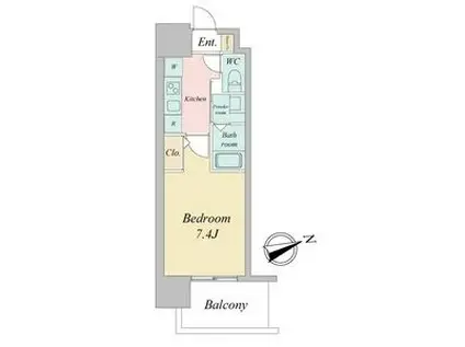 リバーコート砂田橋I(1K/9階)の間取り写真