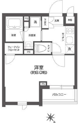 GRAN PASEO 四谷若葉 グランパセオ 四谷若葉(1K/4階)の間取り写真