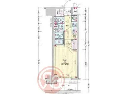 プレサンス大国町ラヴェニール(1K/10階)の間取り写真