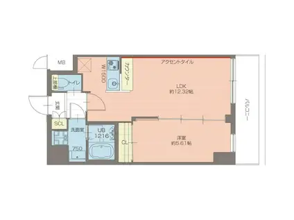 プレジオ西宮北口(1LDK/2階)の間取り写真
