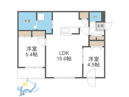 GA-琴似2-7MS B棟(2LDK/5階)の間取り写真