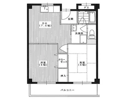 美山マンション(2DK/1階)の間取り写真