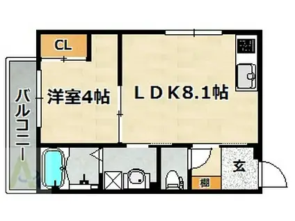 LEROY駒ヶ林(1LDK/1階)の間取り写真