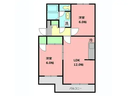 アーバンライフユイ(2LDK/2階)の間取り写真