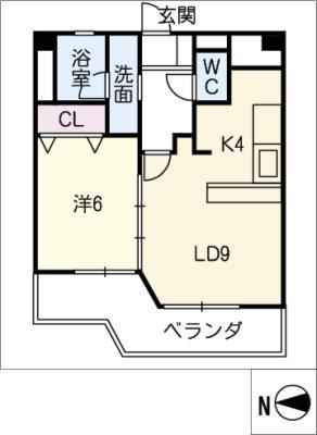 ウイステリア妙音通(1LDK/4階)の間取り写真