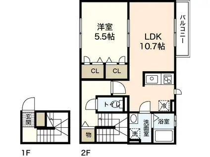 YOU I MAISON(1LDK/2階)の間取り写真