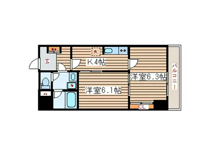 チェルボ北五番丁(2K/3階)の間取り写真