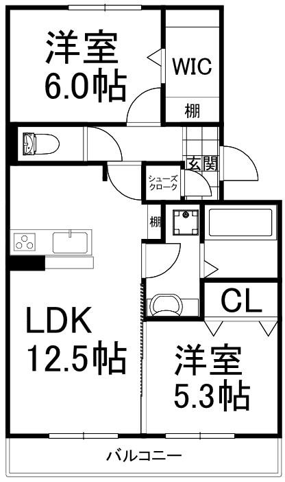 FELUX 柊(2LDK/1階)の間取り写真