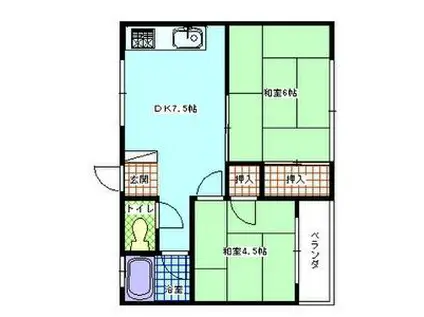 ハイツ国立(2DK/2階)の間取り写真