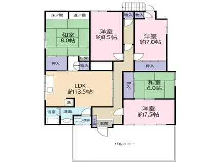 鶯橋マンション(5LDK/5階)の間取り写真