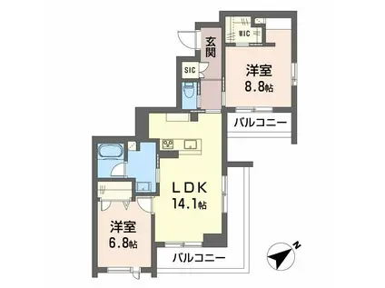 CLASSEUM連坊III(2LDK/3階)の間取り写真