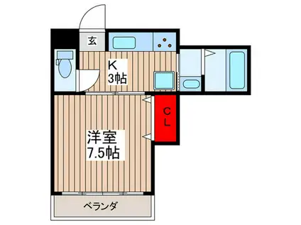 サントミ保木間マンション(1K/7階)の間取り写真